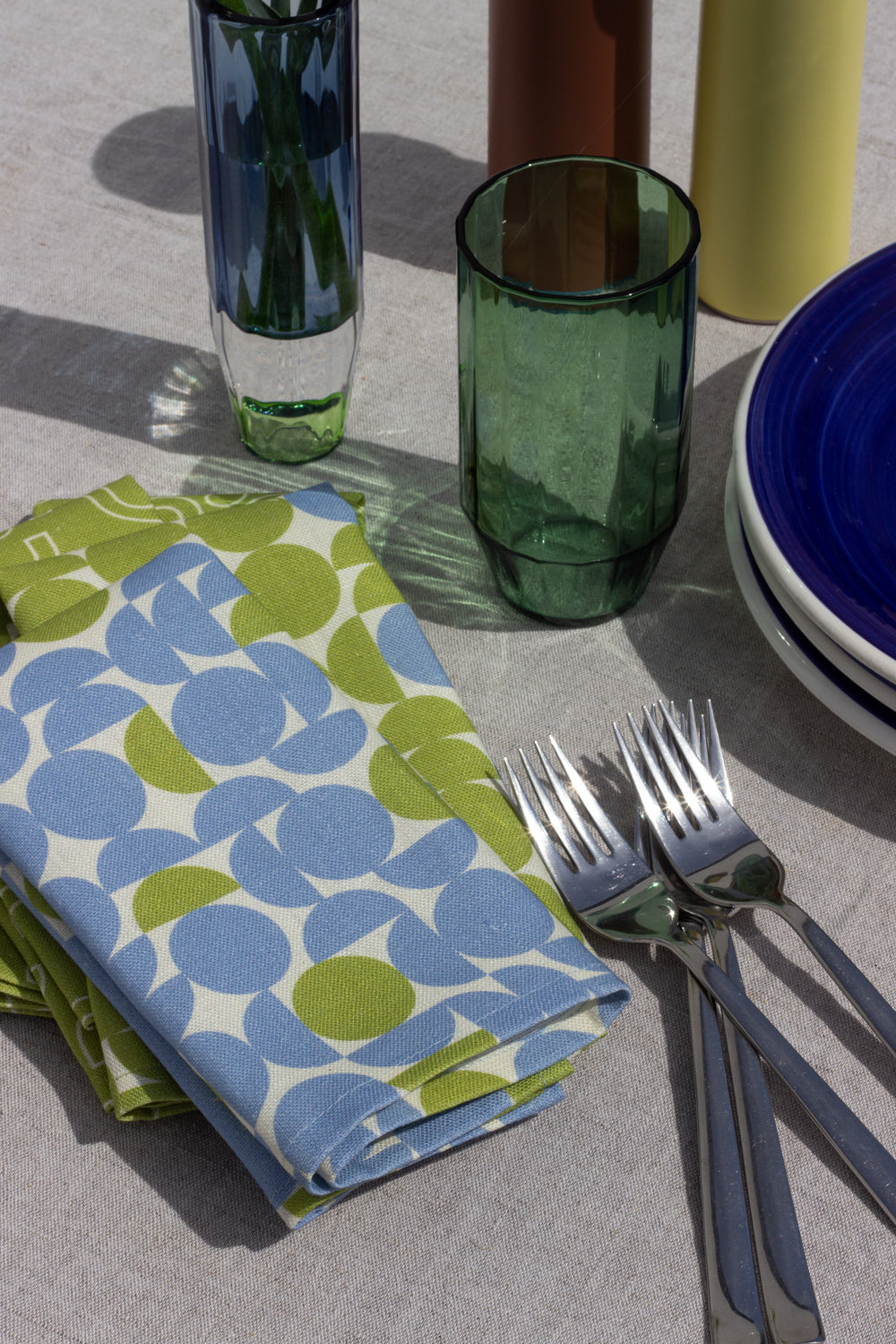 Margot & Me | Home Collection | Leinen-Serviette Sunset, 2er-Set |Â hellblau/limone