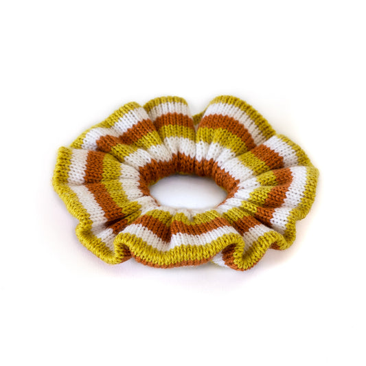 MARGOT & ME | Sommer-Accessoires - Scrunchie Lime - Bunt gestreiftes, Strick-Zopfband