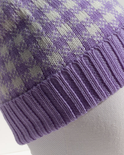 Strickmütze Vichy - Flieder