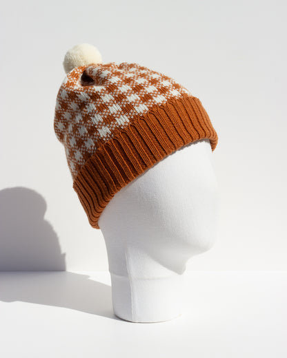 Vichy Knitted Beanie – Cinnamon