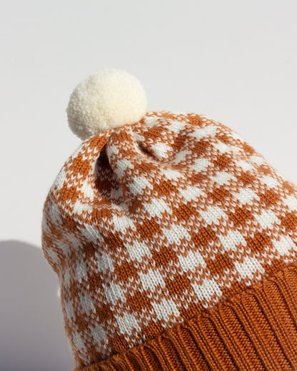 Vichy Knitted Beanie – Cinnamon