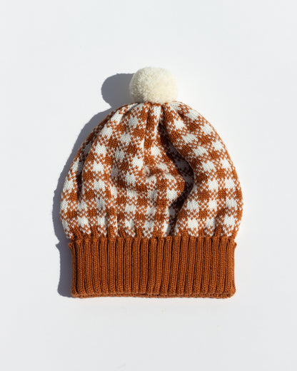 Vichy Knitted Beanie – Cinnamon
