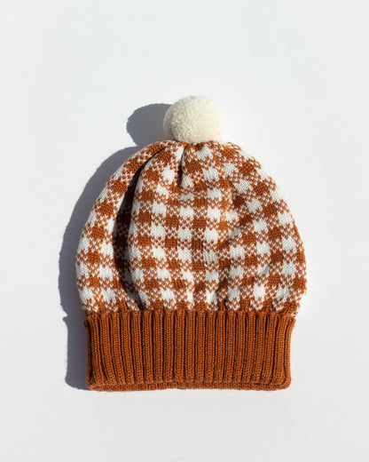 Vichy Knitted Beanie – Cinnamon