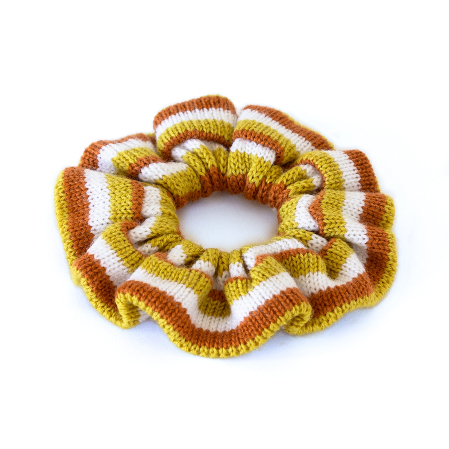 MARGOT & ME | Sommer-Accessoires - Scrunchie Lime - Bunt gestreiftes, Strick-Zopfband